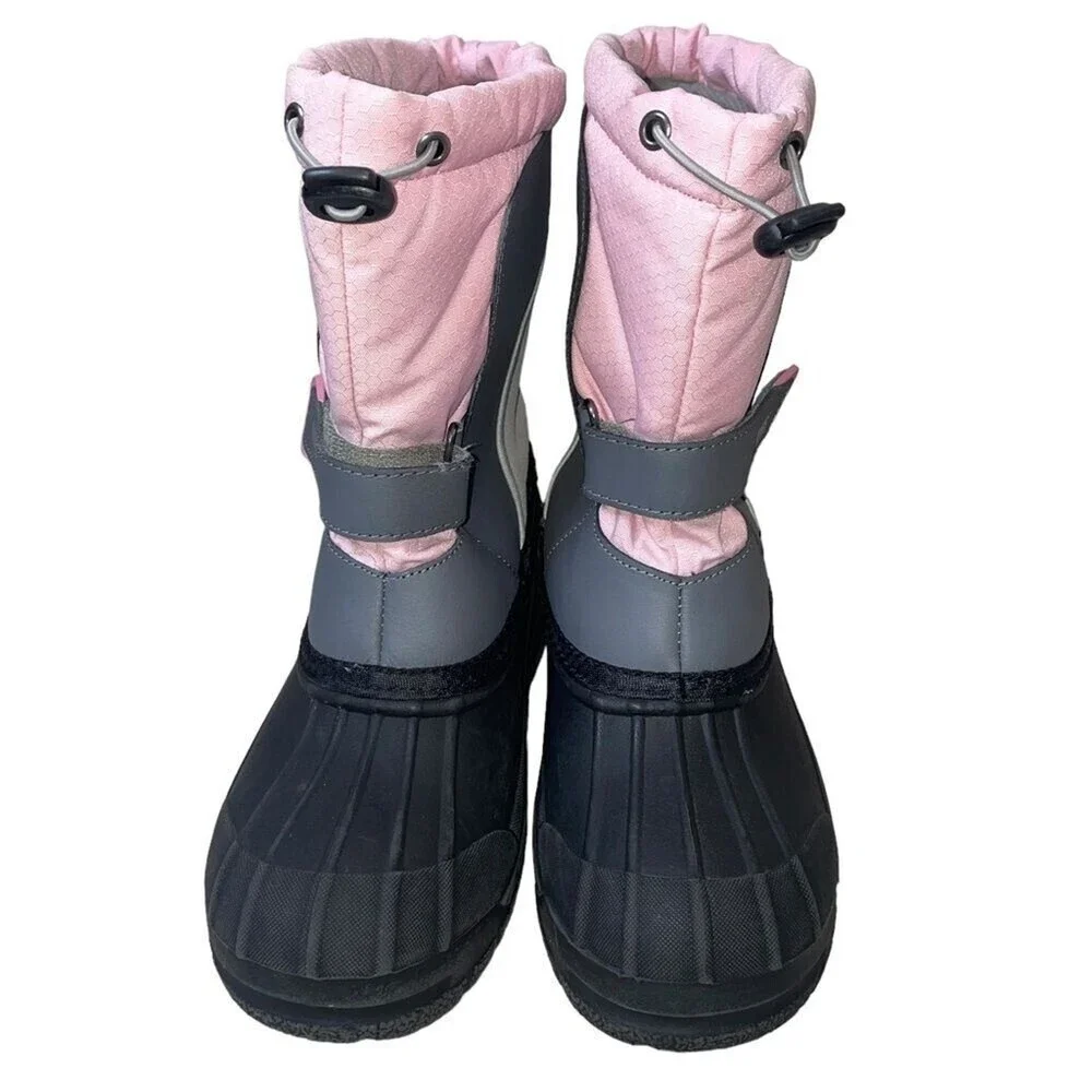 Totes brand pink & gray women's duck toe warm winter boots SZ 5 snow sledding
